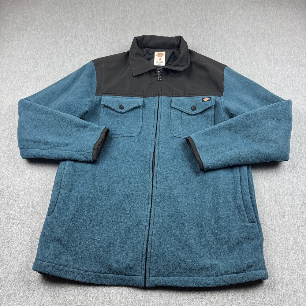 Dickies Jacket Mens Medium Blue Black Full Zip Fleece‎ Coat Workwear Outdoor